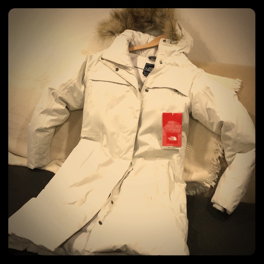 Northface cream color winter coat